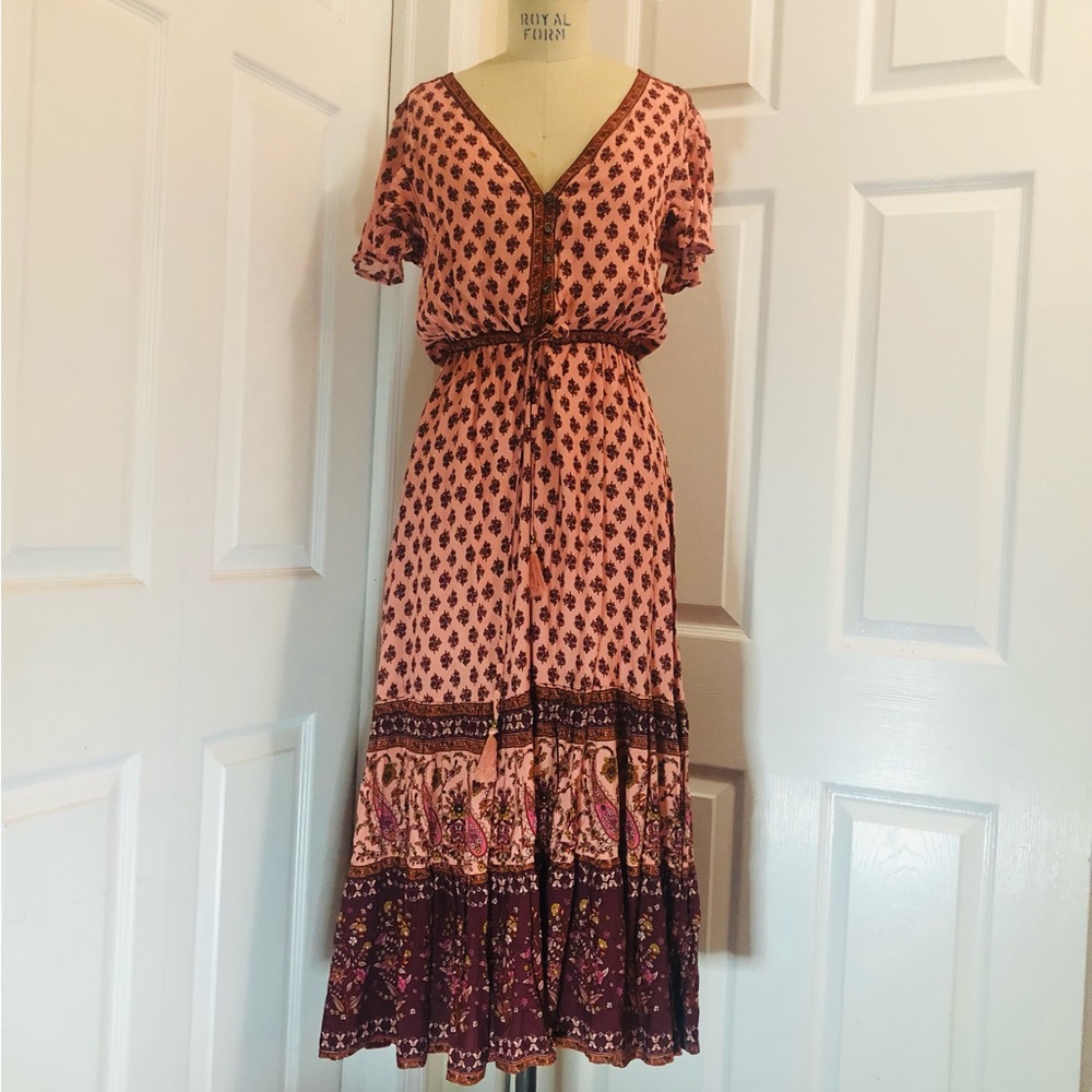 Bohemian print dress.